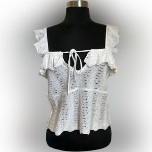 🔴SOLD🔴 Guess Women’s White Knit Cropped Tank  Size Medium